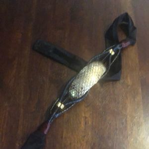 80s Carolyn Tanner Designs, Atlanta/ Gold tone and black Velcro belt/ honeycomb